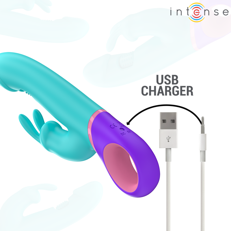 INTENSE - MONICA VIBRATORE  CON RABBIT E STIMOLATORE ROTANTE PUNTO G BLU