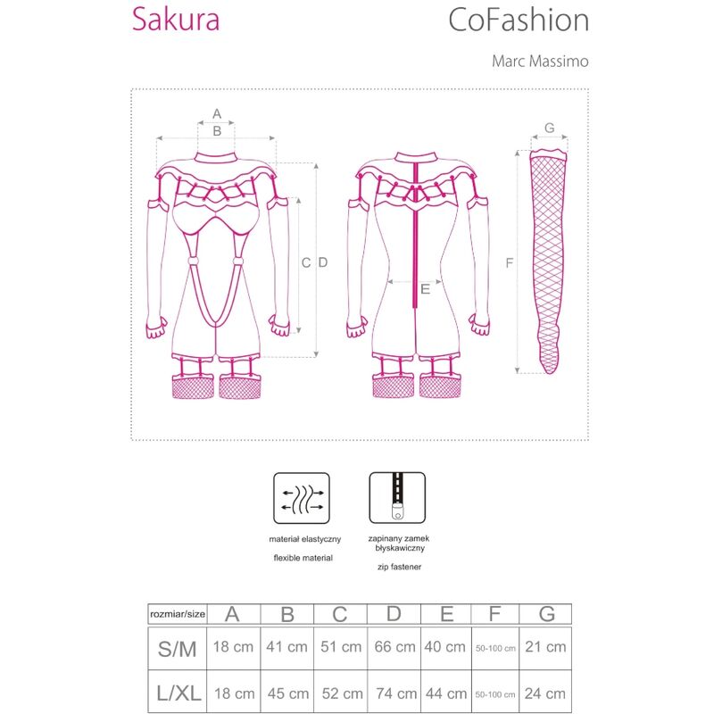LIVCO CORSETTI FASHION - SAKURA TUTA + GUANTI LUNGHI + REGGICALZE NERO S/M CF 90357