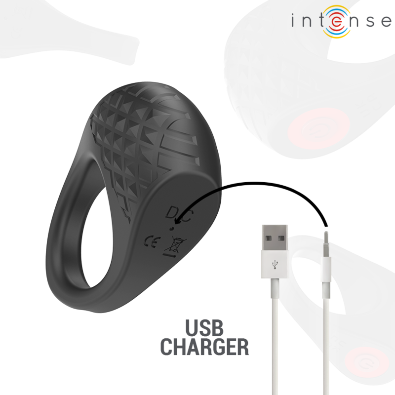 INTENSE - CLOVER ANELLO PENE VIBRANTE 10 FUNZIONI NERO