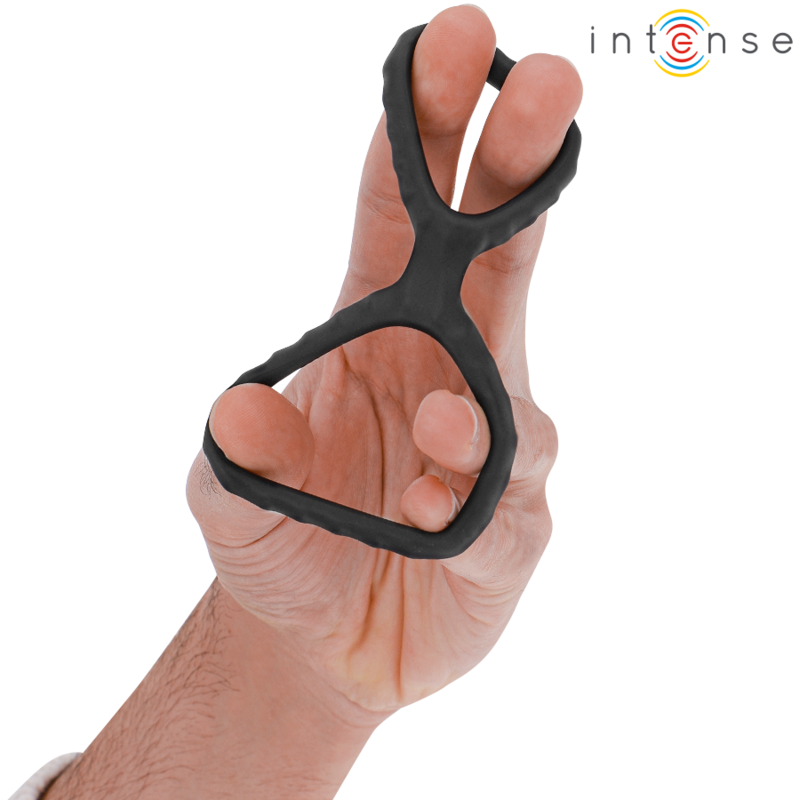 INTENSE - DEWEY MODELLO 2 ANELLO DOPPIO PER PENE IN SILICONE NERO 
