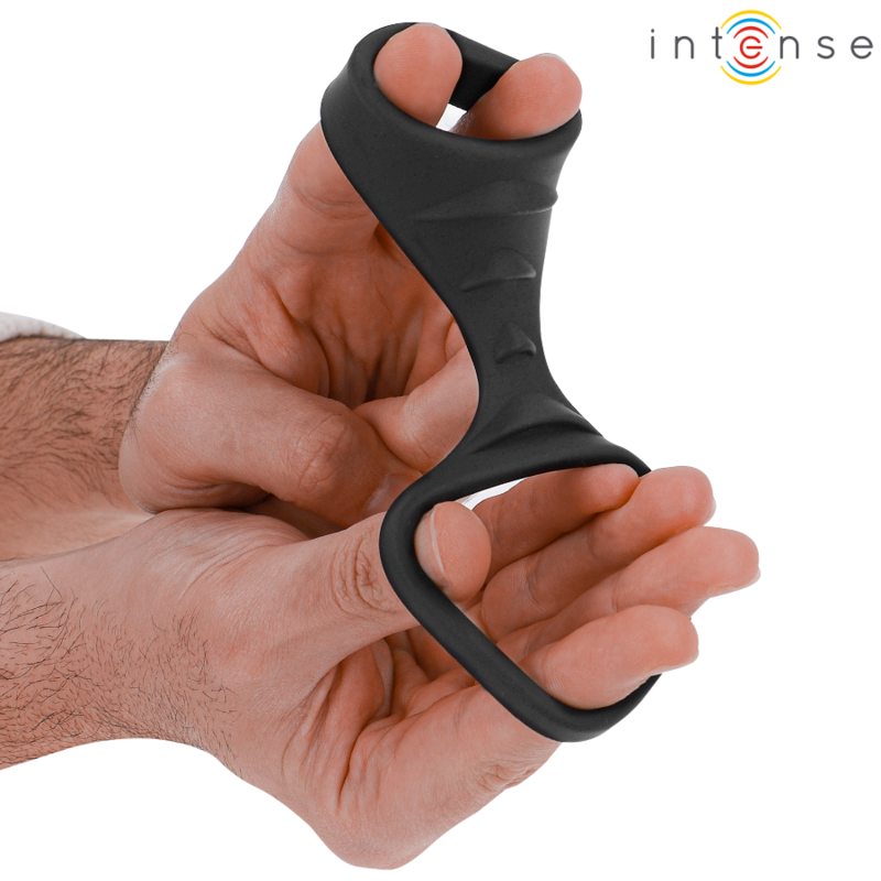 INTENSE - THEO MODELLO 3 ANELLO  DOPPIO IN SILICONE NERO 