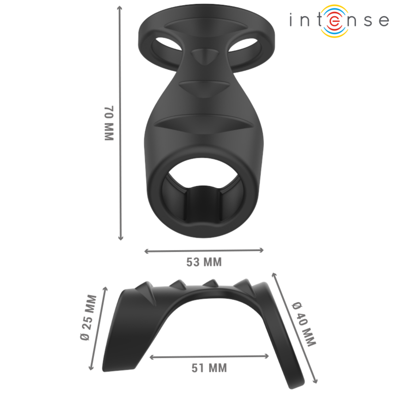 INTENSE - THEO MODELLO 3 ANELLO  DOPPIO IN SILICONE NERO
