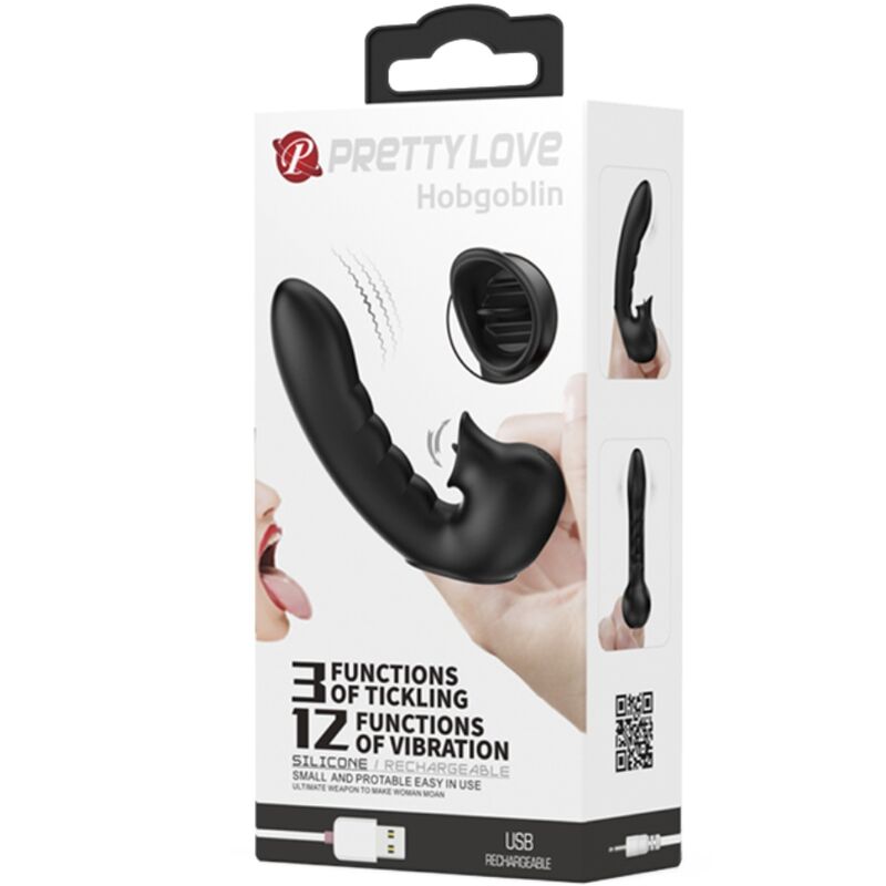 PRETTY LOVE - HOBGOBLIN DITALE VIBRATORE E STIMOLATORE CLITORIDEO NERO