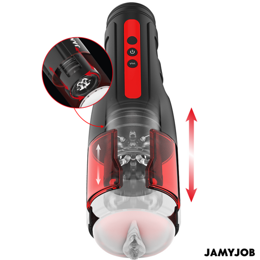 JAMYJOB - CYCLONE MASTURBATORE AUTOMATICO CON VAGINA  10 MODALITÀ DI ROTAZIONE E SPINTA