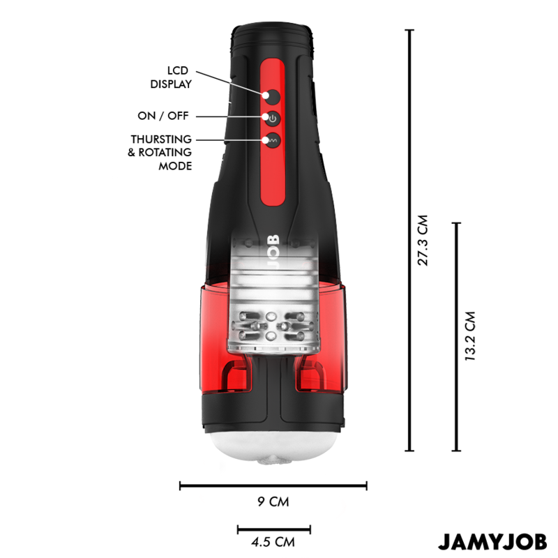 JAMYJOB - CYCLONE MASTURBATORE AUTOMATICO CON VAGINA  10 MODALITÀ DI ROTAZIONE E SPINTA