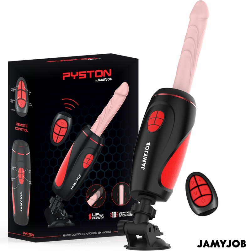 JAMYJOB - PYSTON MASTURBATORE AUTOMATICO CON DILDO PLUG IN RICARICABILE CON TELECOMANDO