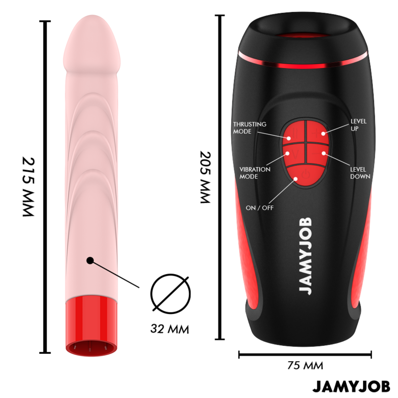 JAMYJOB - PYSTON MASTURBATORE AUTOMATICO CON DILDO PLUG IN RICARICABILE CON TELECOMANDO