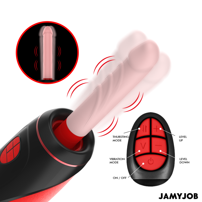 JAMYJOB - PYSTON MASTURBATORE AUTOMATICO CON DILDO PLUG IN RICARICABILE CON TELECOMANDO