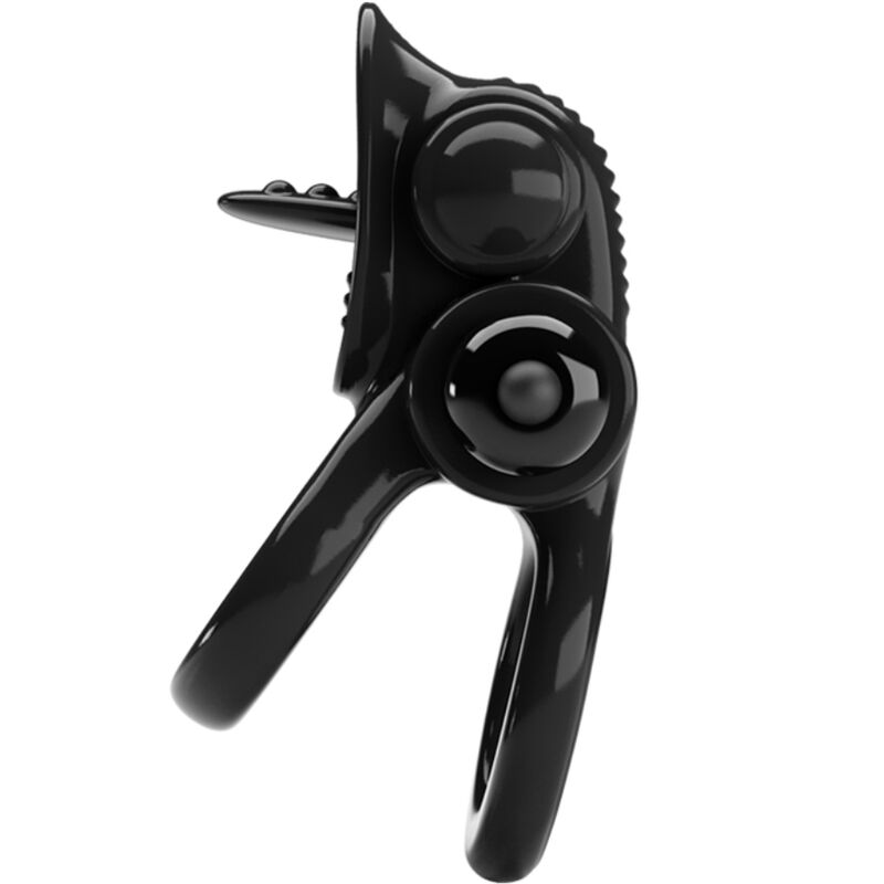 PRETTY LOVE - PASSIONATE   ANELLO DOPPIO VIBRANTE + STIMOLATORE CLITORIDEO NERO