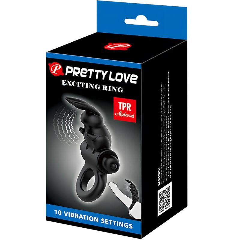 PRETTY LOVE - ANELLO PENE VIBRANTE CON STIMOLATORE NERO