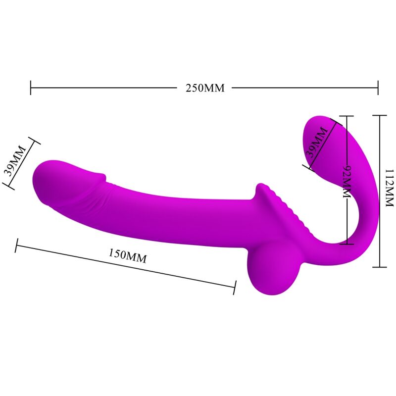 PRETTY LOVE - STRAPLESS STRAP-ON DOPPIO KELPIE CON STIMOLATORE E DILDO SQUIRTING VIOLA