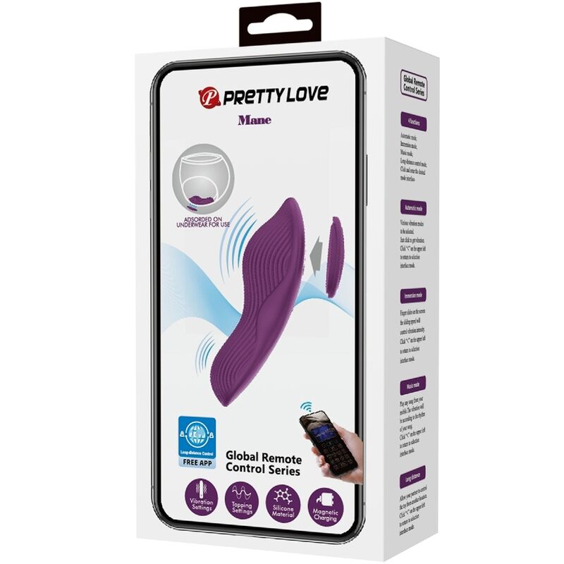 PRETTY LOVE - MASSAGGIATORE CLITORIDE LAY-ON MANE 10 FUNZIONI TELECOMANDO VIOLA