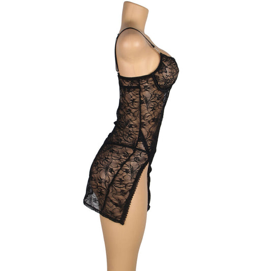 SUBBLIME - BABYDOLL IN PIZZO CON SPALLINE REGOLABILI NERO S/M