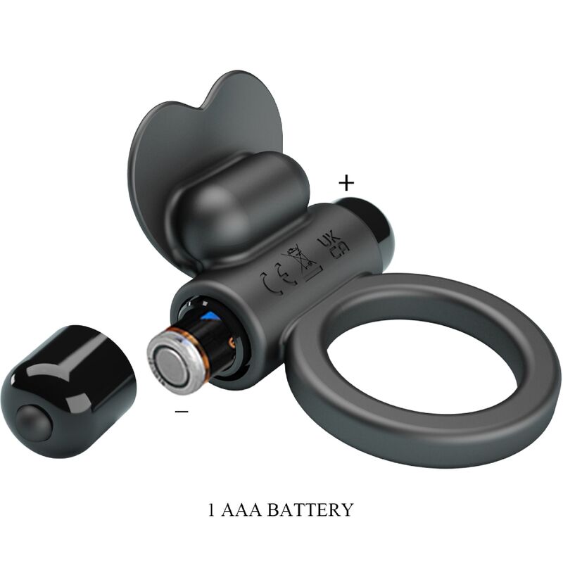 PRETTY LOVE - ANELLO PENE DEBONAIRE VIBRANTE CON RABBIT 10 FUNZIONI NERO
