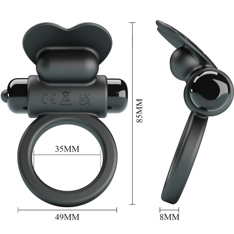 PRETTY LOVE - ANELLO PENE DEBONAIRE VIBRANTE CON RABBIT 10 FUNZIONI NERO