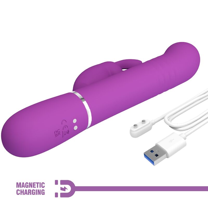 PRETTY LOVE - VIBRATORE COALE CON RABBIT CON SFERE ROTANTI VIOLA