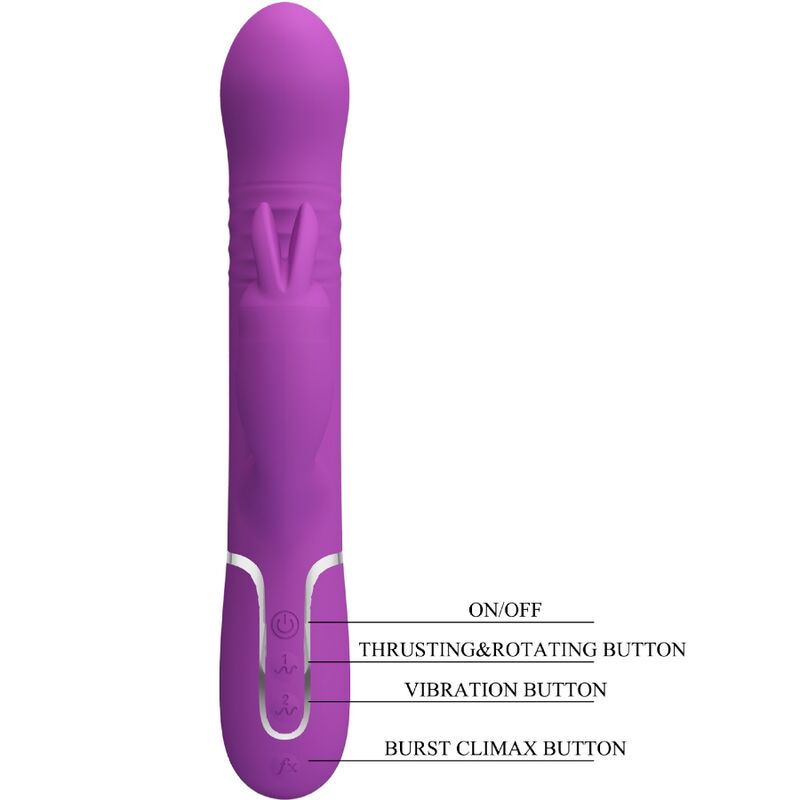 PRETTY LOVE - VIBRATORE COALE CON RABBIT CON SFERE ROTANTI VIOLA