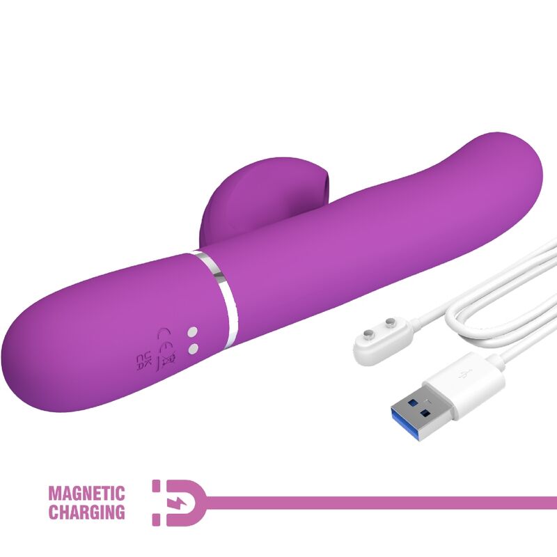 PRETTY LOVE - VIBRATORE PERLITA MULTIFUNZIONE 3 IN 1  CON RABBIT VIOLA