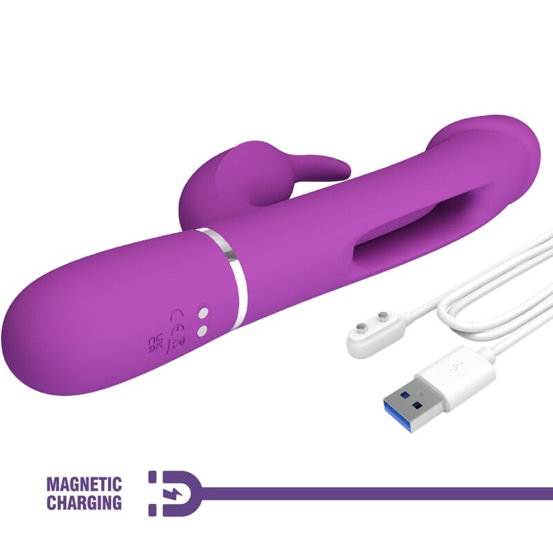 PRETTY LOVE - KAMPAS VIBRATORE MULTIFUNZIONE 3 IN 1  RABBIT VIOLA