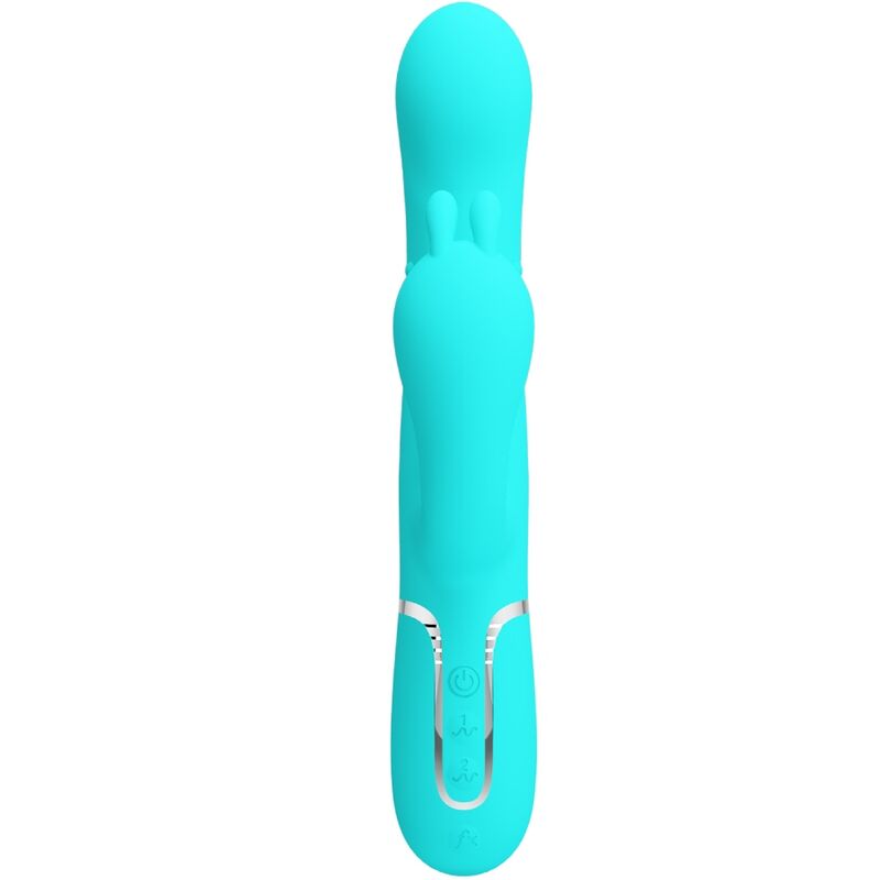 PRETTY LOVE - VIBRATORE CAMMY TRIPLO MULTIFUNZIONE 4 IN 1 VERDE ACQUA