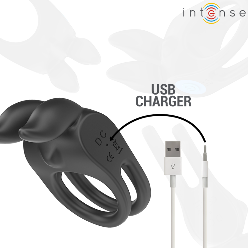 INTENSE - SAM  ANELLO DOPPIO VIBRANTE  10 FUNZIONI NERO