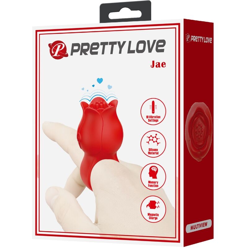 PRETTY LOVE - JAE DITALE VIBRATORE A FORMA DI ROSA ROSSO