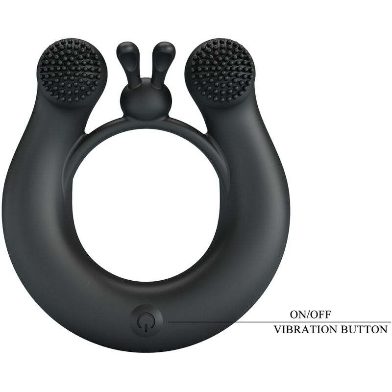 PRETTY LOVE - ANELLO PENE DAHLIA VIBRANTE CON STIMOLATORE CLITORIDEO NERO