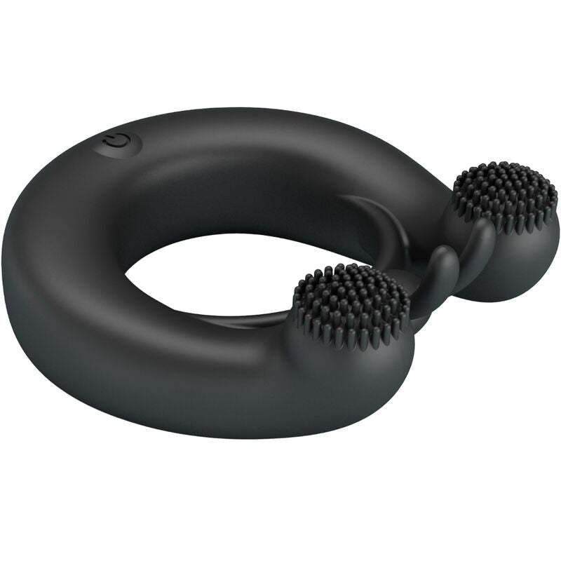 PRETTY LOVE - ANELLO PENE DAHLIA VIBRANTE CON STIMOLATORE CLITORIDEO NERO