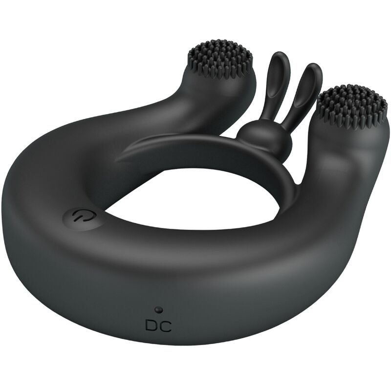 PRETTY LOVE - ANELLO PENE DAHLIA VIBRANTE CON STIMOLATORE CLITORIDEO NERO