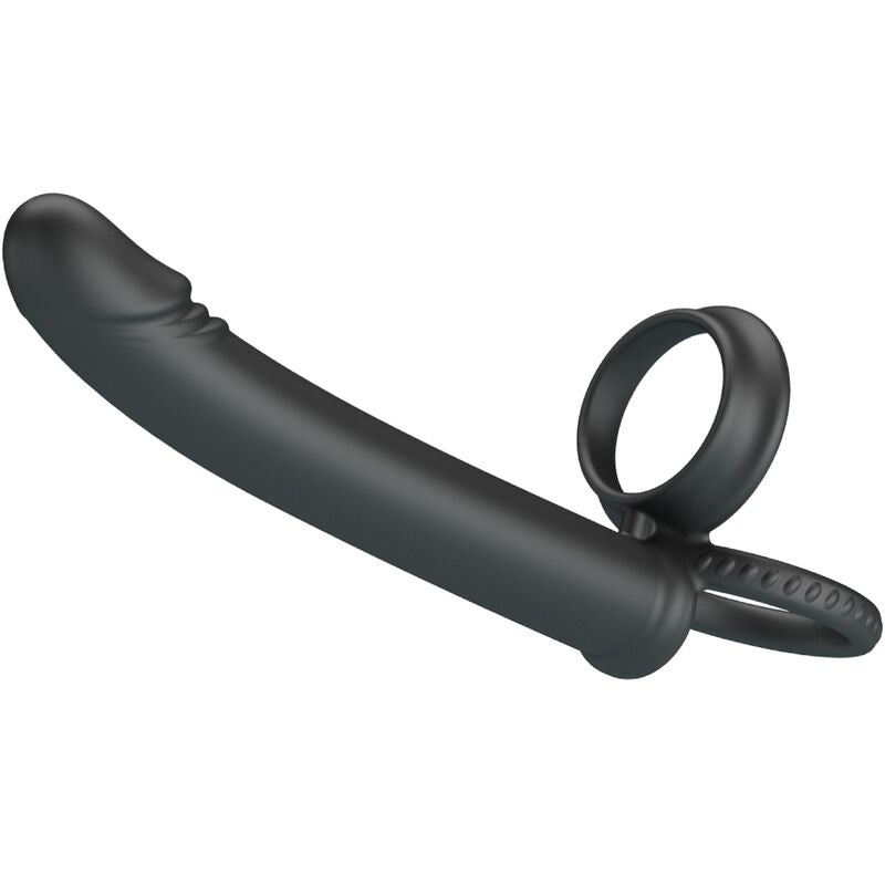 PRETTY LOVE - DILLION ANELLO  PENE CON DILDO PER DOPPIA PENETRAZIONE  NERO