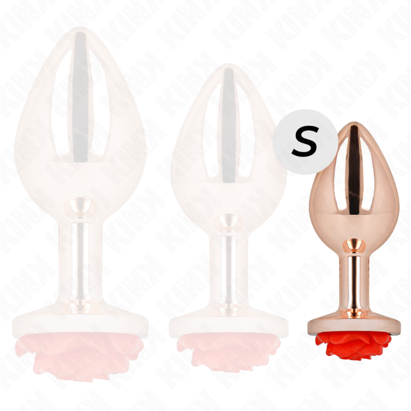 KINK - PLUG ANALE COLOR ORO ROSA CON ROSA ROSSA TAGLIA S