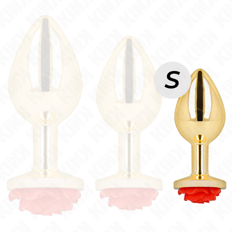 KINK - PLUG ANALE COLOR ORO CON ROSA ROSSA S