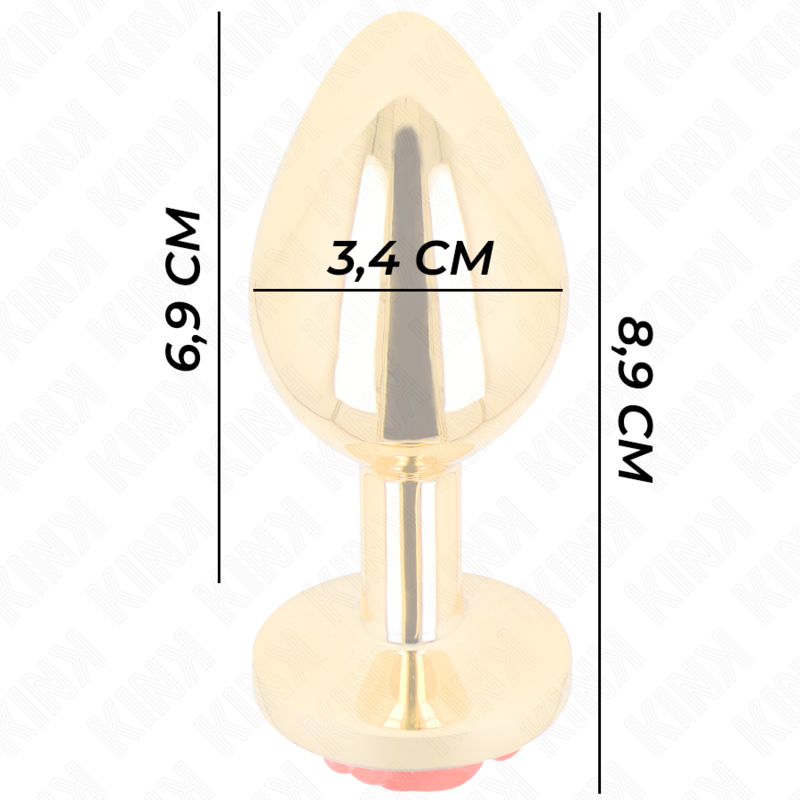 KINK - PLUG ANALE COLOR ORO CON ROSA ROSSA TAGLIA M