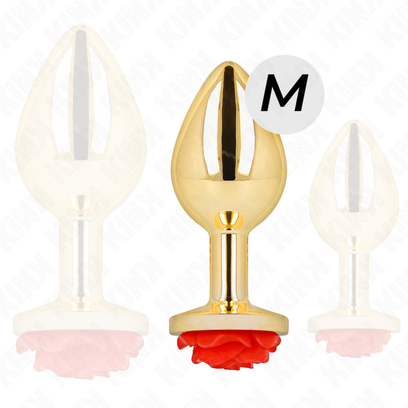 KINK - PLUG ANALE COLOR ORO CON ROSA ROSSA TAGLIA M