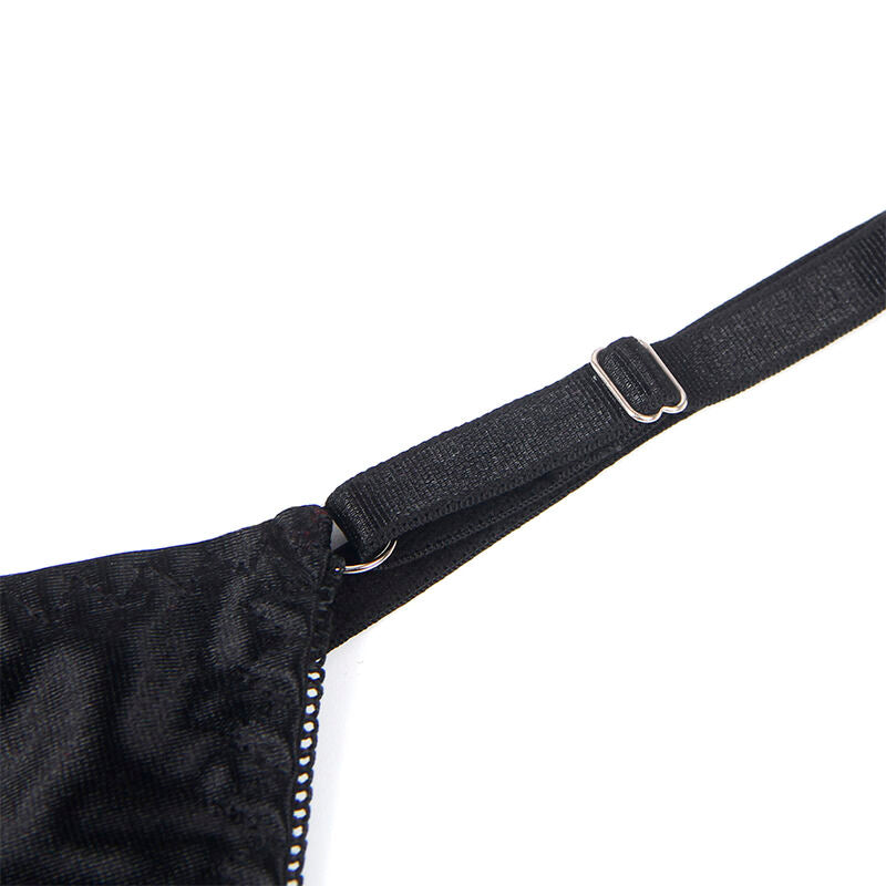 SET REGGISENO CON FIOCCO NERO REGOLABILE, COPPE APERTE, COMPLETO INTIMO ELEGANTE (S/M)