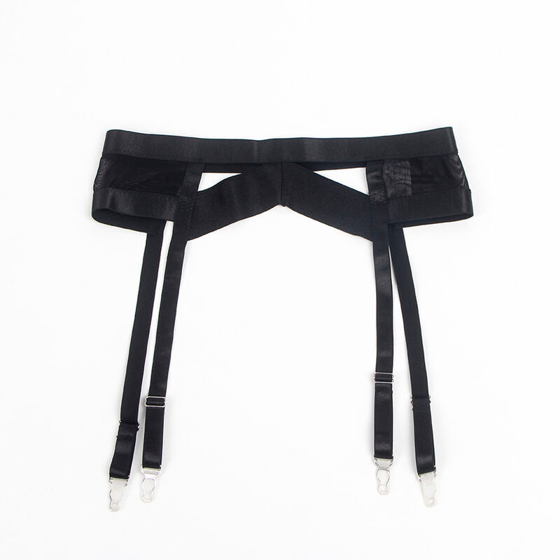 SET REGGISENO E REGGICALZE BONDAGE, NERO ELEGANTE, SENSUALE E AUDACE (S/M)