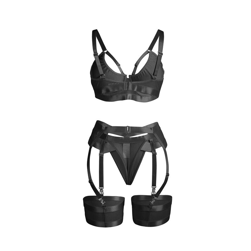 SET REGGISENO E REGGICALZE BONDAGE, NERO ELEGANTE, SENSUALE E AUDACE (S/M)