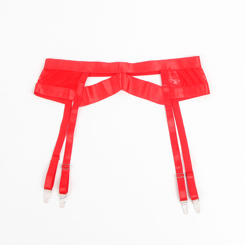 SET REGGISENO E REGGICALZE BONDAGE, ROSSO INTENSO, DESIGN AUDACE (S/M)