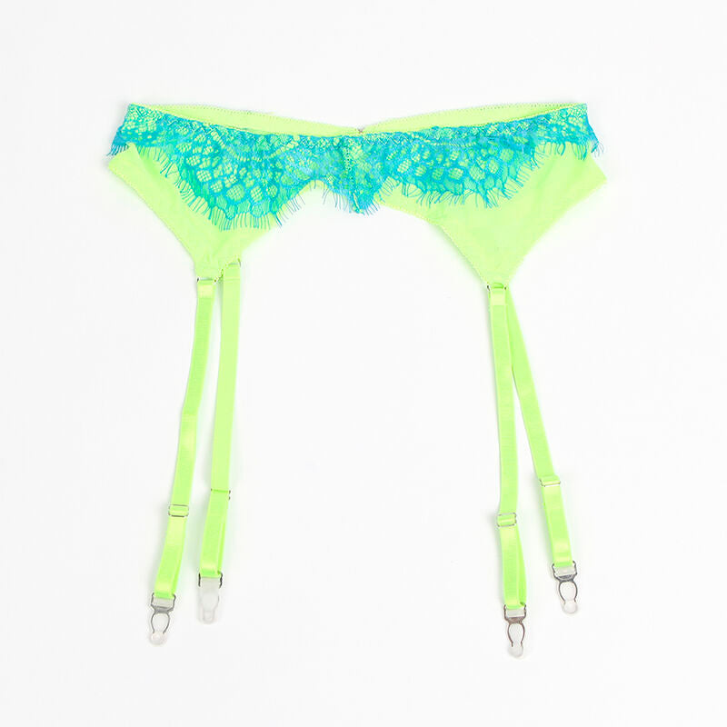 SET REGGISENO CON PIZZO CIGLIATO, DESIGN ELEGANTE, COLORE VERDE SOFISTICATO (S/M)