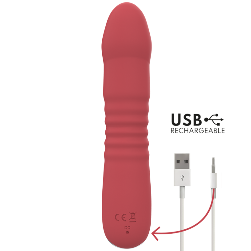 INTENSE - JUNI VIBRATORE CON SPINTA UP AND DOWN ROSSO
