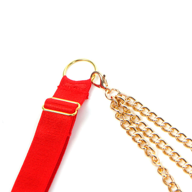 SUBBLIME - SET REGGISENO CON CATENE E CUORE IN RETE ROSSO S/M 955519