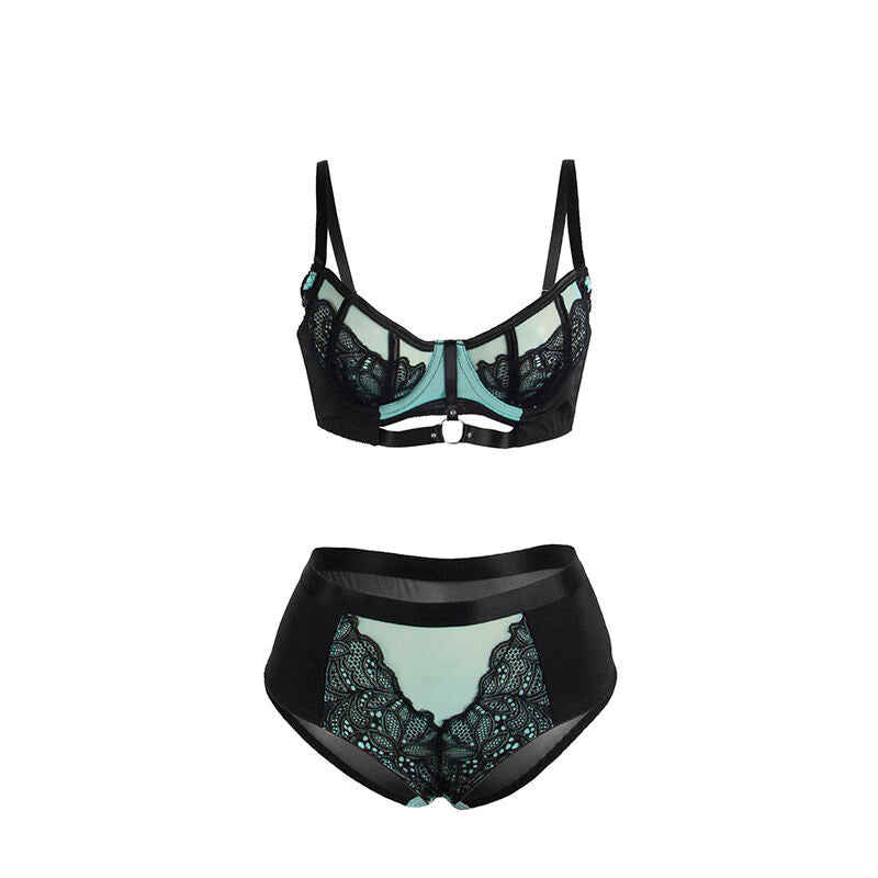 SUBBLIME - 955564 COMPLETO REGGISENO IN PIZZO VERDE CON CERNIERA L/XL