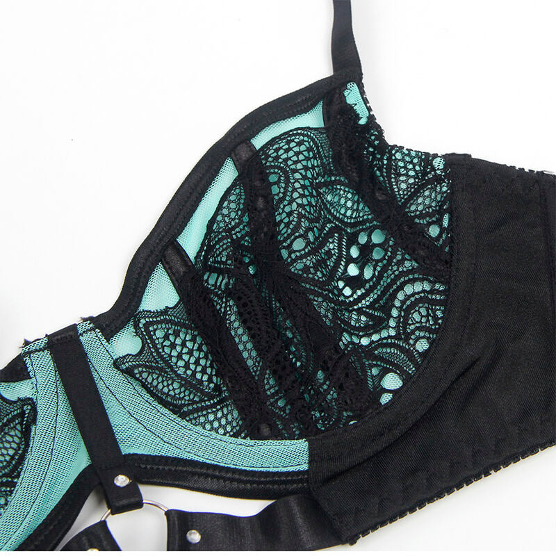 SUBBLIME - 955564 COMPLETO REGGISENO IN PIZZO VERDE CON CERNIERA L/XL