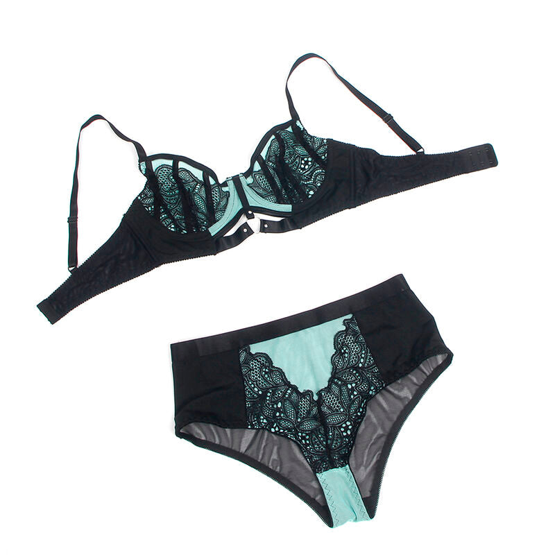 SUBBLIME - 955564 COMPLETO REGGISENO IN PIZZO VERDE CON CERNIERA L/XL