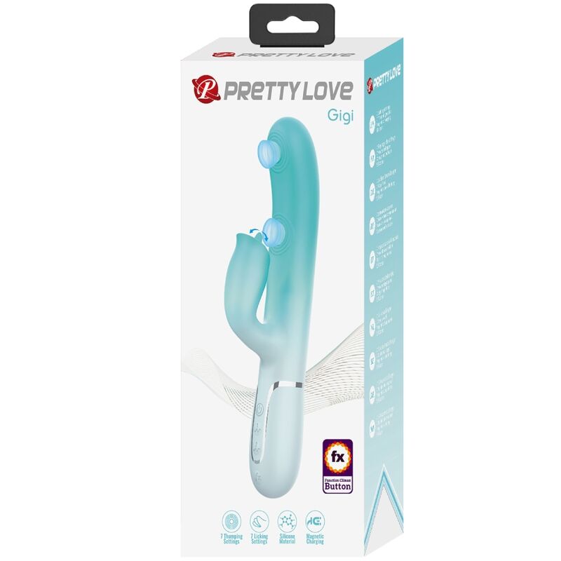 PRETTY LOVE - GIGI VIBRATORE RABBIT MULTIFUNZIONE VERDE ACQUA