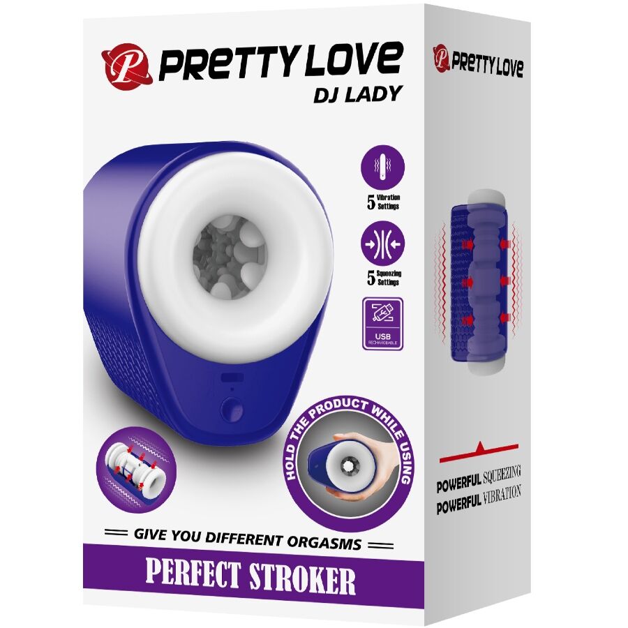 PRETTY LOVE - MASTURBATORE MASCHILE DJ LADY CON VIBRAZIONE 5 FUNZIONI VIOLA