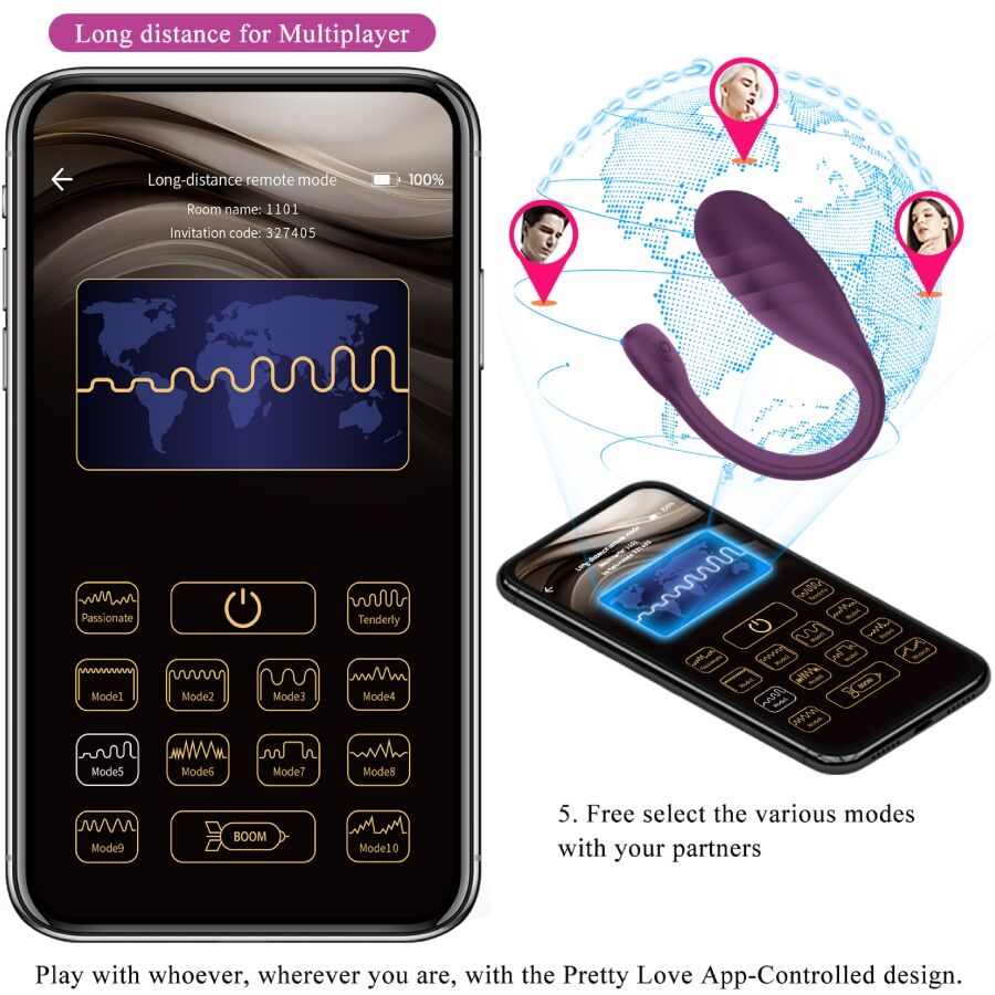 PRETTY LOVE - VIBRATORE LEVIATHAN CON APP LONG DISTANCE VIOLA