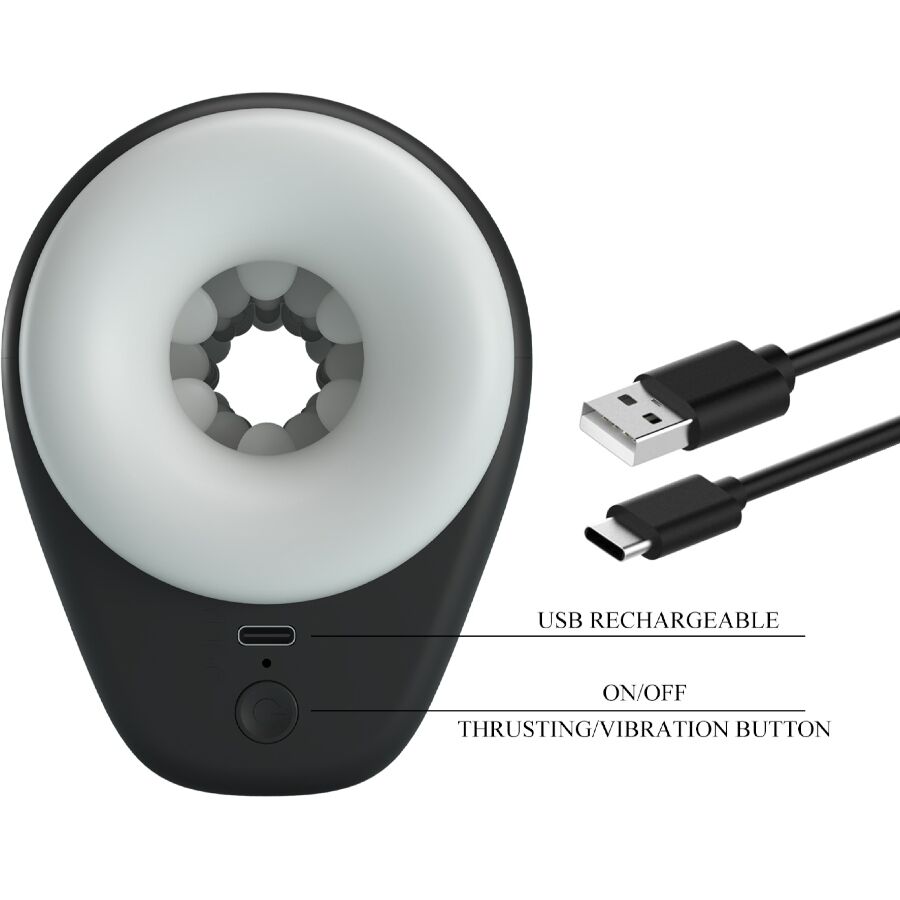 PRETTY LOVE - MASTURBATORE MASCHILE DJ GIRL CON VIBRAZIONE 5 FUNZIONI NERO