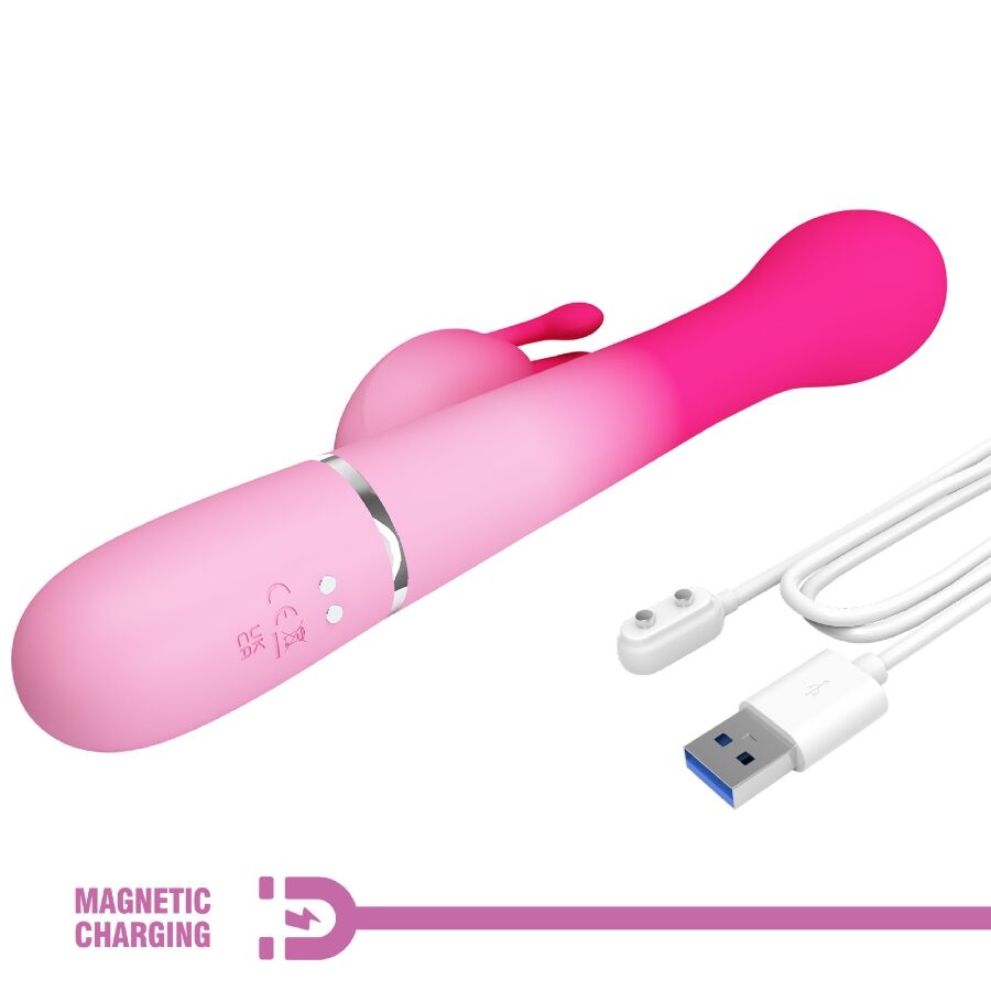 PRETTY LOVE - VIBRATORE DEJON CON RABBIT 3 IN 1 MULTIFUNZIONE CON SPINTA E ROTAZIONE ROSA