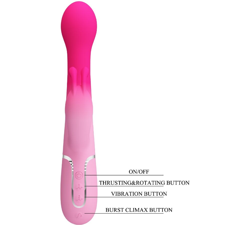 PRETTY LOVE - VIBRATORE DEJON CON RABBIT 3 IN 1 MULTIFUNZIONE CON SPINTA E ROTAZIONE ROSA